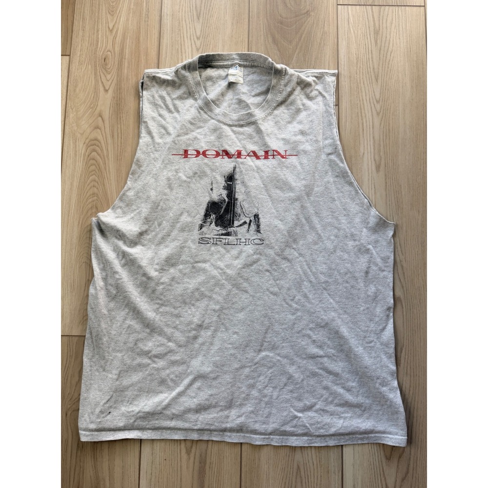 Domain SFLHC Muscle Tank Top Mens XL Grey Hardcore Punk Band Tee Cut Sleeve